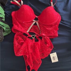 Red Lace Women's Intimate Set